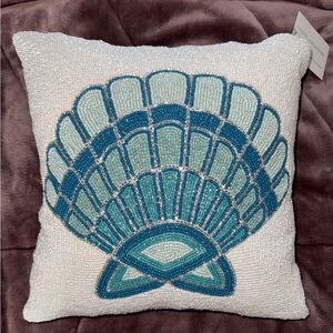 Seashell Beaded Throw Pillow